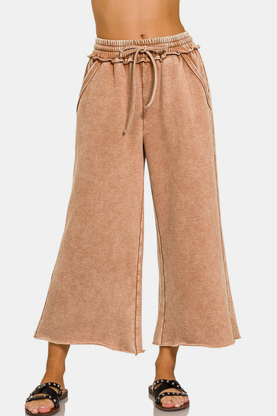 Rust Fleece Wide Leg Pants