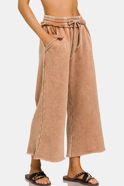 Rust Fleece Wide Leg Pants