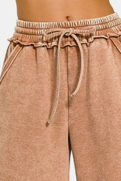 Rust Fleece Wide Leg Pants