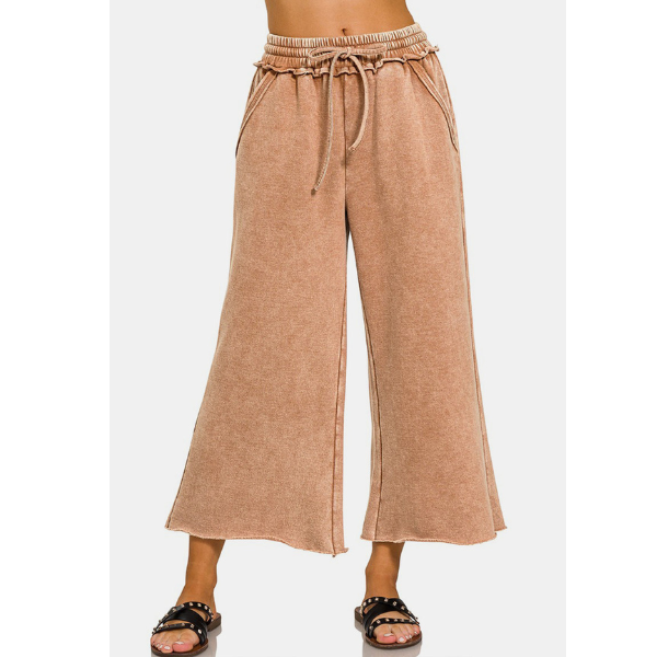 Rust Fleece Wide Leg Pants