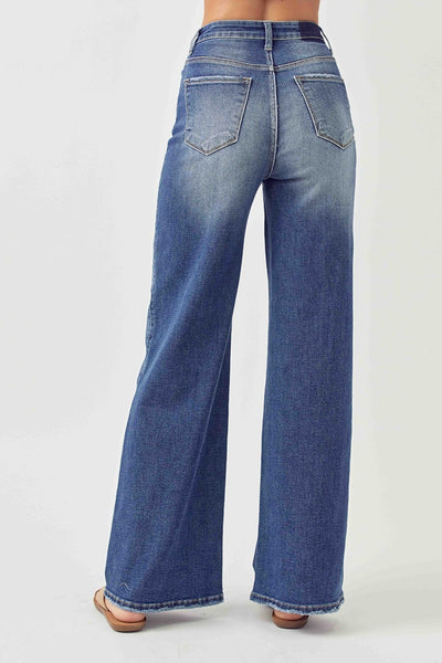 Risen High Rise Wide Leg Jeans